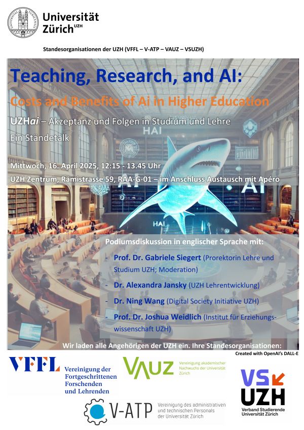 Poster Ständetalk Teaching Research and AI Costs and Benefits of AI in Higher Education